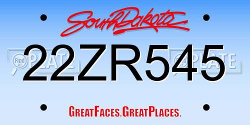 22ZR545 South Dakota License Plate