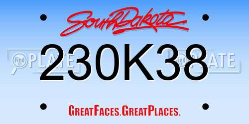 230K38 South Dakota License Plate