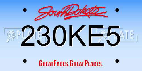 230KE5 South Dakota License Plate