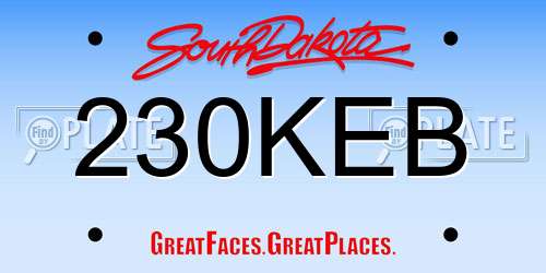 230KEB South Dakota License Plate