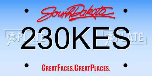 230KES South Dakota License Plate