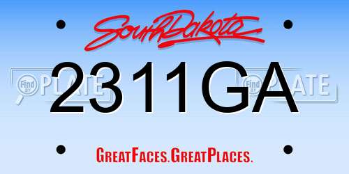 2311GA South Dakota License Plate