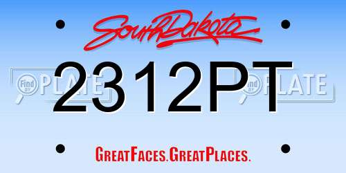2312PT South Dakota License Plate