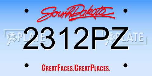 2312PZ South Dakota License Plate