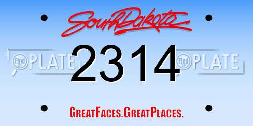 2314 South Dakota License Plate