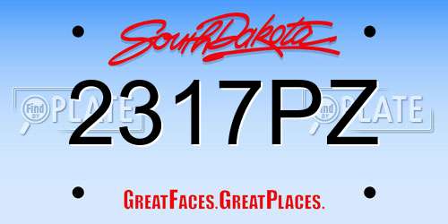 2317PZ South Dakota License Plate