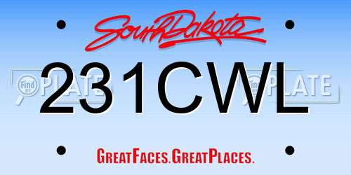 231CWL South Dakota License Plate