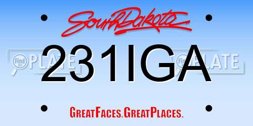 231IGA South Dakota License Plate
