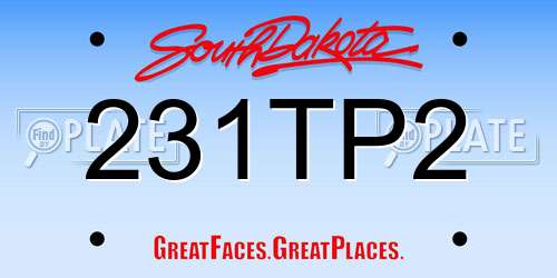231TP2 South Dakota License Plate