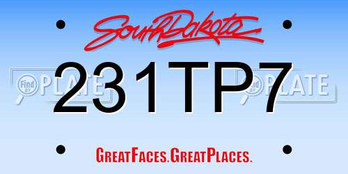 231TP7 South Dakota License Plate