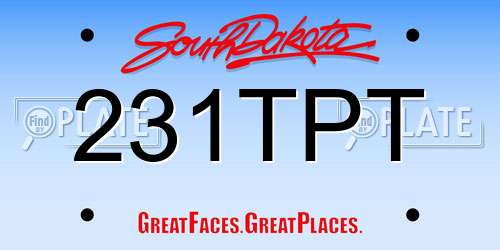 231TPT South Dakota License Plate