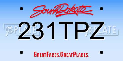 231TPZ South Dakota License Plate