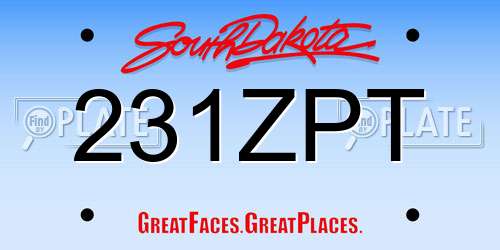 231ZPT South Dakota License Plate