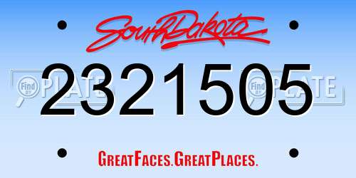 2321505 South Dakota License Plate