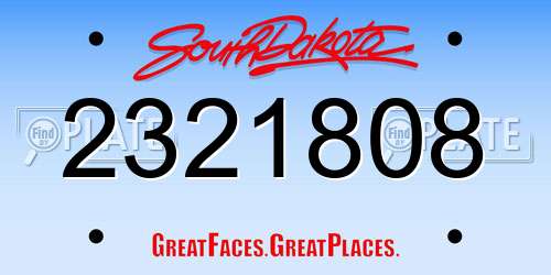 2321808 South Dakota License Plate