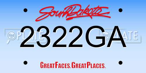 2322GA South Dakota License Plate