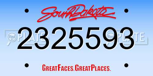 2325593 South Dakota License Plate