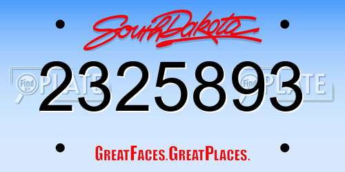 2325893 South Dakota License Plate