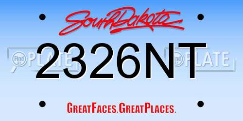 2326NT South Dakota License Plate