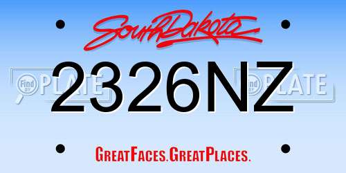 2326NZ South Dakota License Plate
