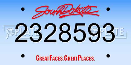 2328593 South Dakota License Plate