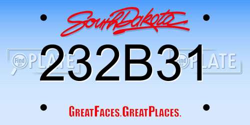 232B31 South Dakota License Plate
