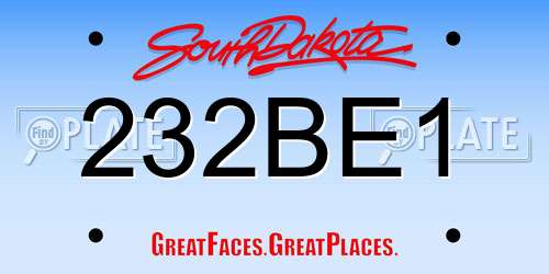 232BE1 South Dakota License Plate