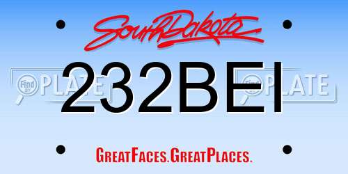 232BEI South Dakota License Plate