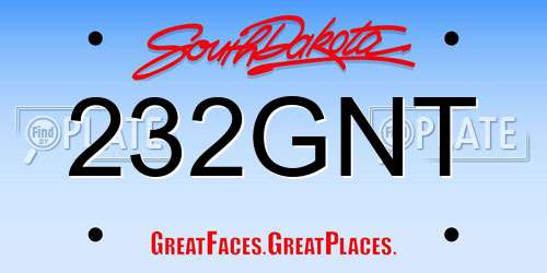 232GNT South Dakota License Plate