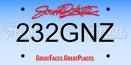 232GNZ South Dakota License Plate