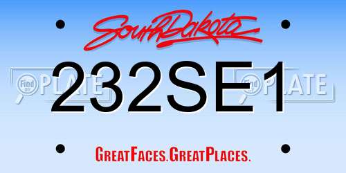 232SE1 South Dakota License Plate
