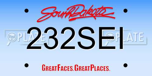 232SEI South Dakota License Plate