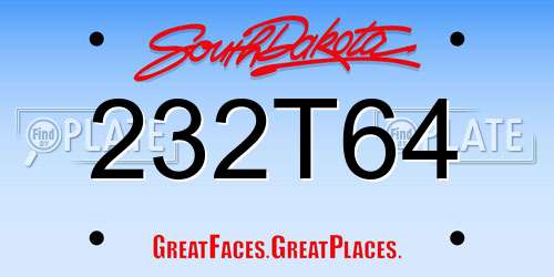232T64 South Dakota License Plate