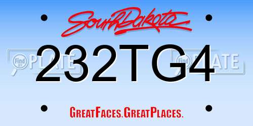 232TG4 South Dakota License Plate