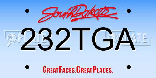 232TGA South Dakota License Plate
