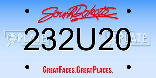 232U20 South Dakota License Plate