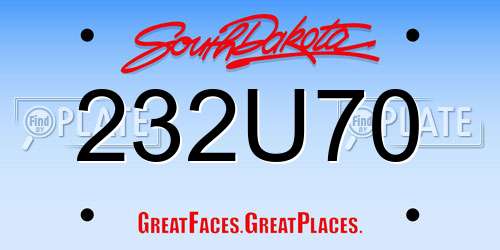 232U70 South Dakota License Plate