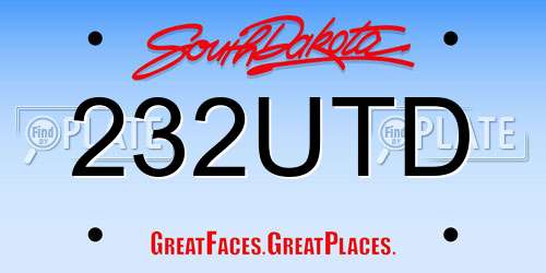 232UTD South Dakota License Plate