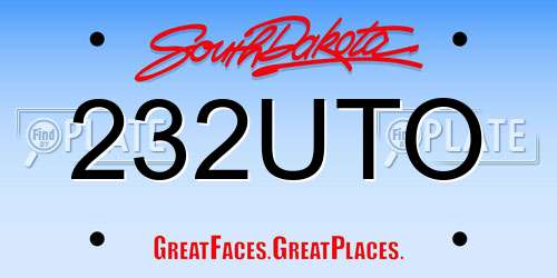 232UTO South Dakota License Plate