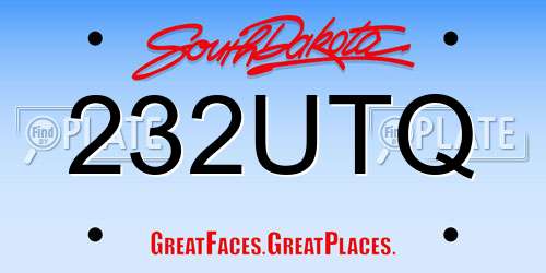 232UTQ South Dakota License Plate