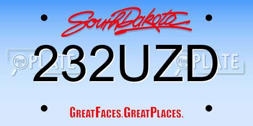 232UZD South Dakota License Plate