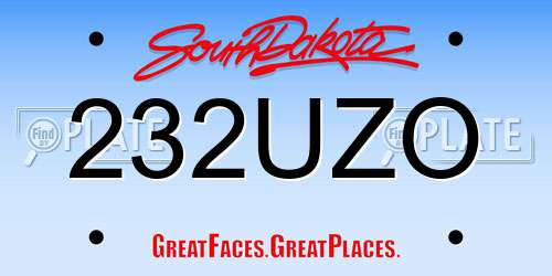 232UZO South Dakota License Plate