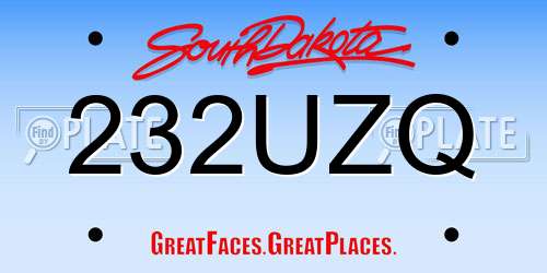 232UZQ South Dakota License Plate