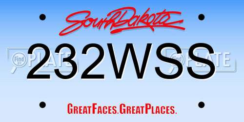 232WSS South Dakota License Plate