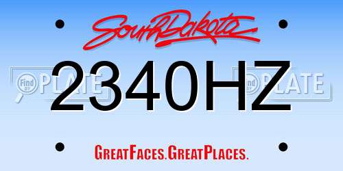2340HZ South Dakota License Plate