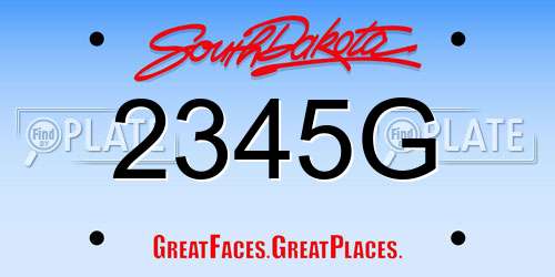 2345G South Dakota License Plate
