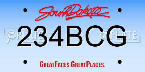 234BCG South Dakota License Plate