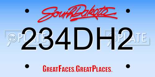 234DH2 South Dakota License Plate
