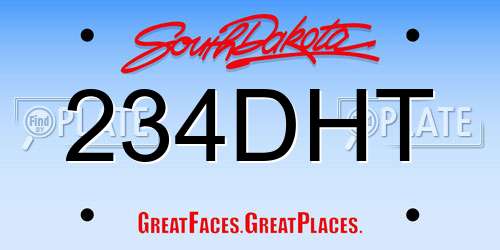 234DHT South Dakota License Plate