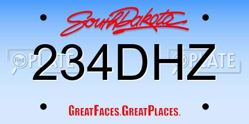 234DHZ South Dakota License Plate